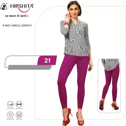 HIRSHITA Churidar Ethnic Wear Legging (Pink, Solid) Apparel & Accessories Bhagia Textile 