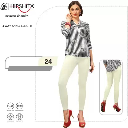 HIRSHITA Footed Ethnic Wear Legging (White, Solid) Apparel & Accessories Bhagia Textile 