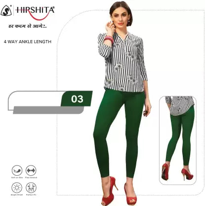 HIRSHITA Churidar Ethnic Wear Legging (Green, Solid) Apparel & Accessories Bhagia Textile 