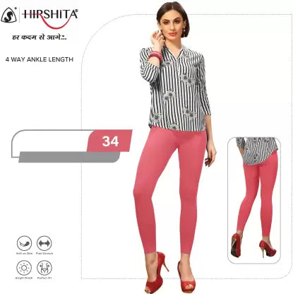 HIRSHITA Churidar Ethnic Wear Legging (Pink, Solid) Apparel & Accessories Bhagia Textile 