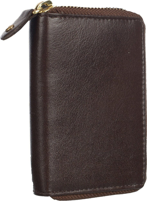Genuine Leather Zip Unisex Card Holder Brown Colour MASKINO ENTERPRISES 