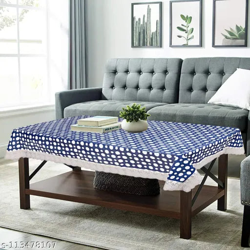 Solimo PVC Centre Table Cover, 60 x 40 inches, Polka, Blue Home & Garden Love Kush Collection 