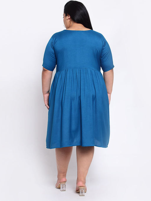 FAZZN Plus Size Blue Colour Half Sleeves Dress Dresses Haul Chic 