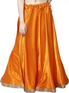TAVAN Embroidered Women A-line Orange Skirt Free Size Prijam Store 