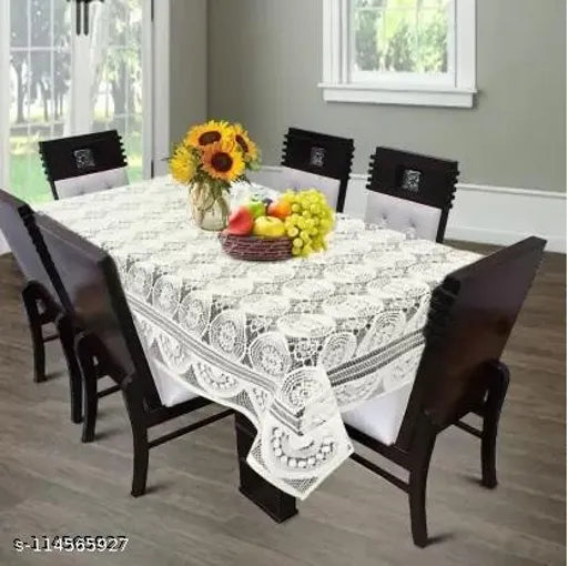 Lovekush Collection Printed 6 Seater Table Cover (White, Polyester) Home & Garden Love Kush Collection 