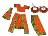 BHARATANATYAM ORANGE COLOR CLASSICAL DANCE COSTUME FOR KIDS WITH GHUNGROO ?????????? 