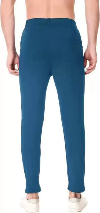 Regular Fit Men Light Blue Lycra Blend Trousers Clothing Vantar 