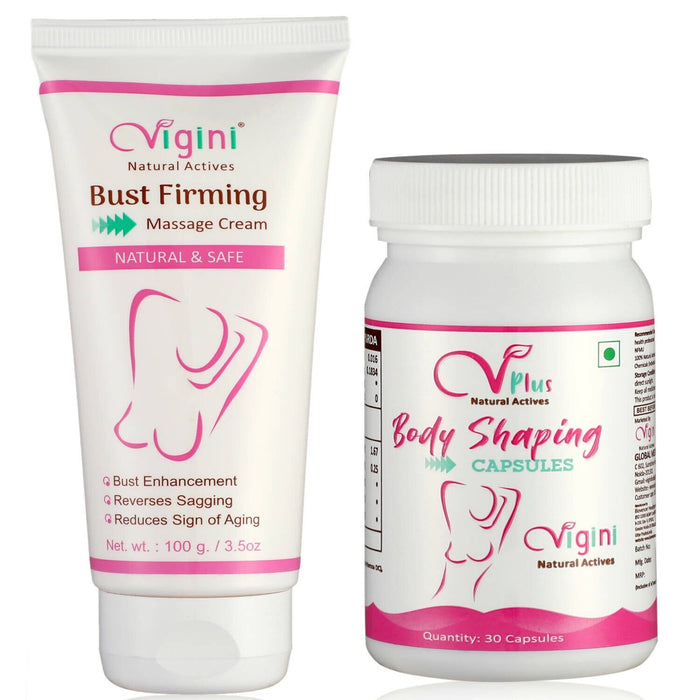 Vigini Bust Body Toning Breast Firming Enlargement Enhancement Size Growth Increase Oil Cream + Caps Personal Care Global Medicare Inc 