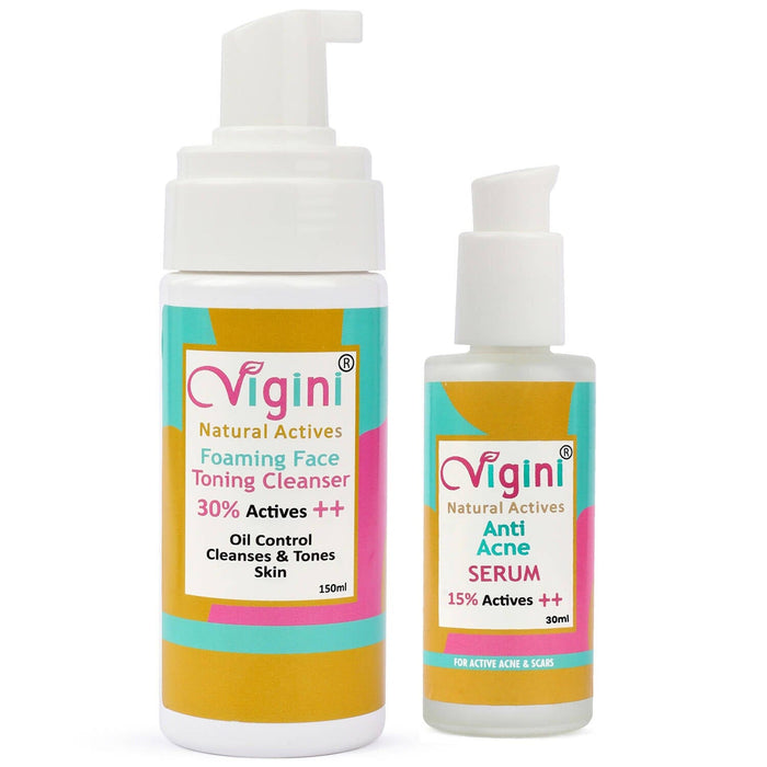 Vigini Acne Pimple Removal Foaming Toner Cleanser Soap Free Face Wash, Serum for Blackhead Redness Oily Prone Skin Face Care Global Medicare Inc 