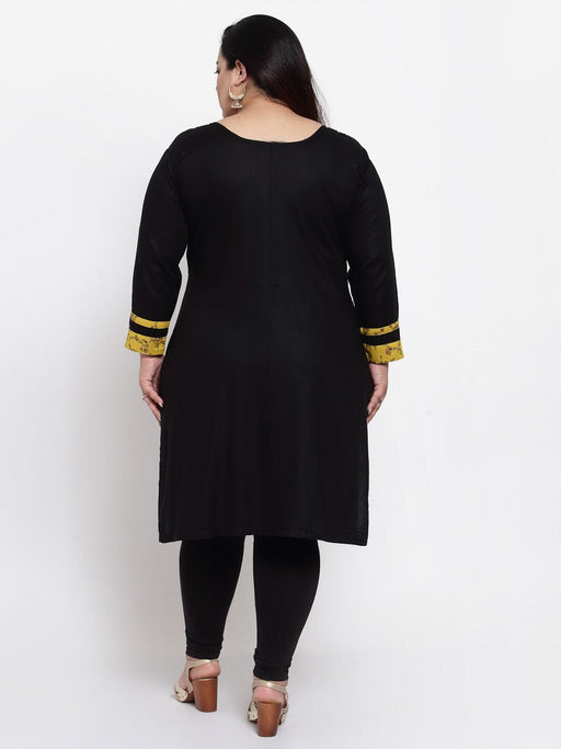 FAZZN Plus Size Rayon Black Colour A-Line Kurti Dresses Fazzn 
