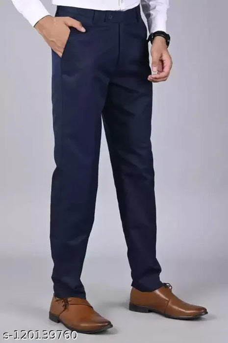 Haul Chic Navy Blue Slim Fit Formal Trouser Pant For Men Apparel & Accessories Haul Chic 