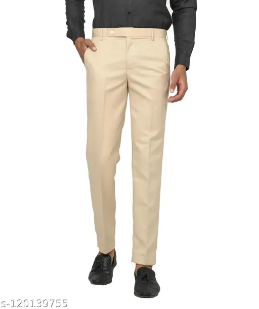 Haul Chic Cream Slim Fit Formal Trouser Pant For Men Apparel & Accessories Haul Chic 