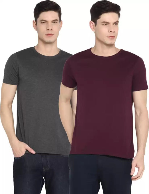 Ap'pulse Solid Men Round Neck Multicolor T-Shirt (Pack of 2) T SHIRT sandeep anand 