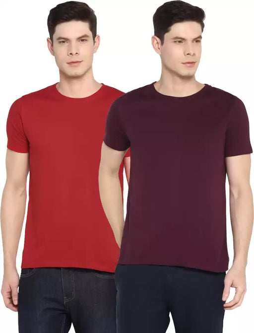 Ap'pulse Solid Men Round Neck Multicolor T-Shirt (Pack of 2) T SHIRT Sunrise Creations 