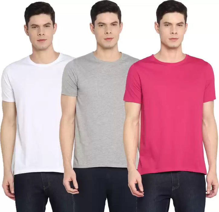 Ap'pulse Solid Men Round Neck Multicolor T-Shirt (Pack of 3) T SHIRT Sunrise Creations 