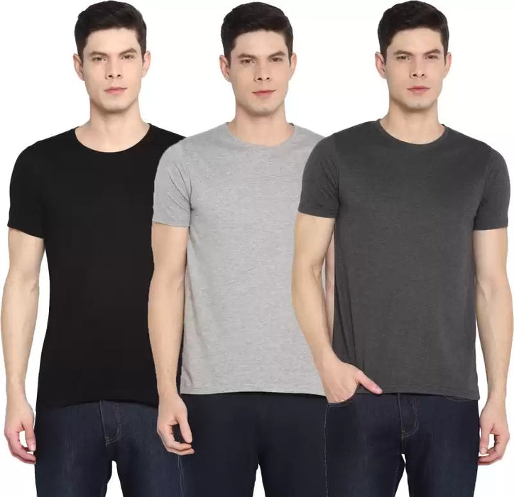 Ap'pulse Solid Men Round Neck Multicolor T-Shirt (Pack of 3) T SHIRT sandeep anand 