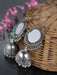 Nityakshi Women's Girl's Oxidized Silver Pearl Mirror Work Designer Earring Earrings Nityakshi Creations 