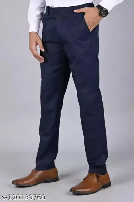 Haul Chic Navy Blue Slim Fit Formal Trouser Pant For Men Apparel & Accessories Haul Chic 