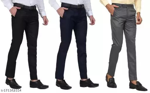 Men's Formal Trouser Pants PACK OF 3- BLACK, NAVYBLUE, DARKGREY Apparel & Accessories Haul Chic 