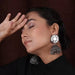 Nityakshi Elegant, Luxurious Traditional Festive & Casual Wear Heavy Big Size Black Silver Plated With Mirror ,German Silver Jhumki Earring Earrings Nityakshi Creations 