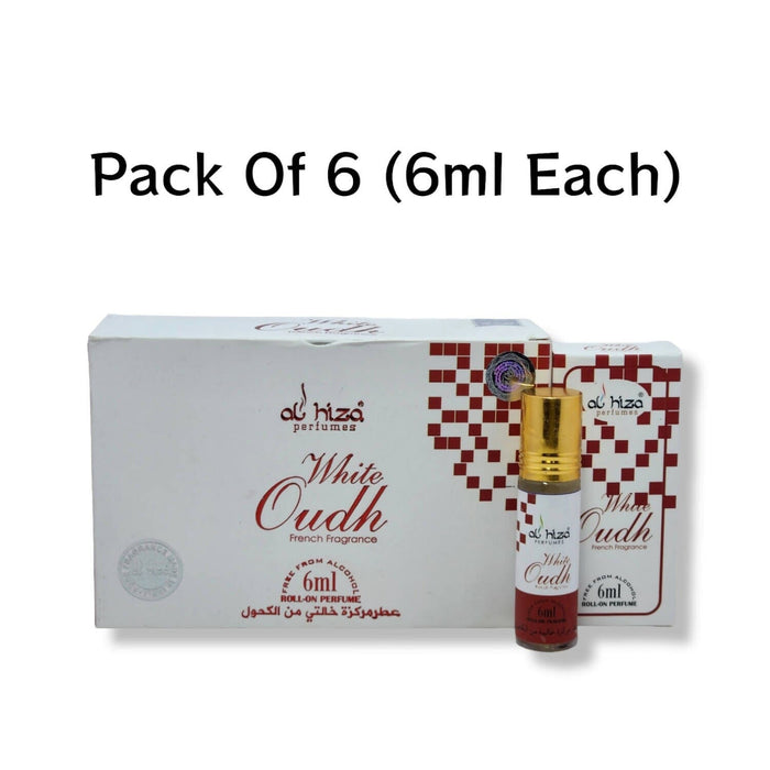 Al hiza perfumes White Oudh Roll-on Perfume Free From Alcohol 6ml (Pack of 6) Perfume SA Deals 