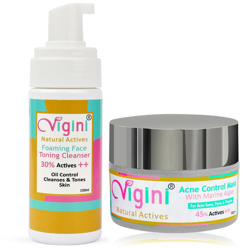 Vigini Face Anti Acne Clay Facial Pack Mask & Pimple Removal Oil Control Toner Cleanser Soap Free Face Wash Face Care Global Medicare Inc 