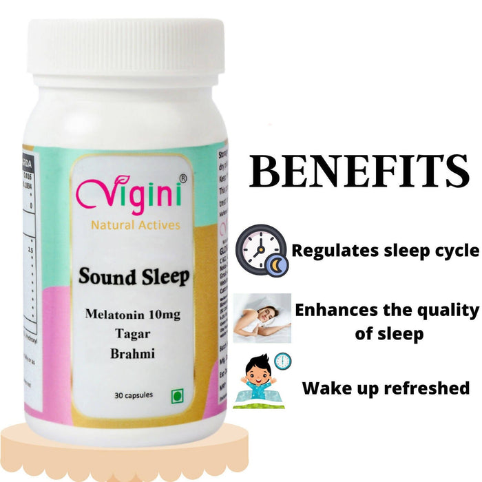 Vigini Sound Sleep Melatonin 10mg Non-Habit Forming Restful Deep Sleeping Caps Qty 30 Health & Wellness Global Medicare Inc 