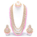 Pink colour long kundan necklace jewellery set for women Swarajshop 