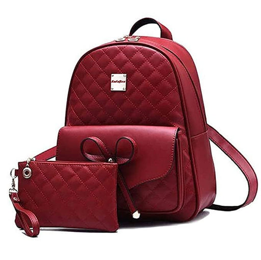 SaleBox® Fashion Girls 2-PCS Fashion Cute Stylish Leather Backpack & Pouch Set for Women/School & College Girls bag Salebox 