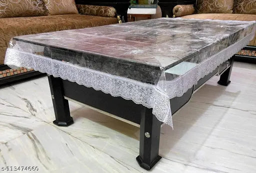 Lovekush Collection Transparent Durable Vinyl Center and Coffee Table Cover Wipe Clean Oil Spill-Proof Waterproof Stain-Resistant Rectangle Table Cover for Center Table (Silver Lace, 40 X 60(0.18mm Thickness) Home & Garden Love Kush Collection 