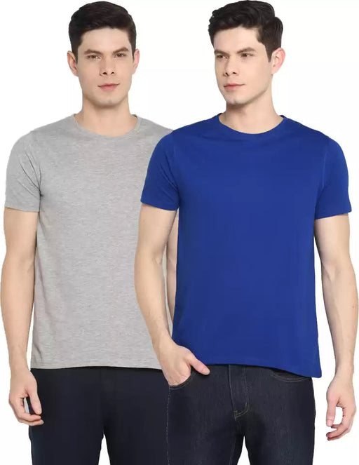 Ap'pulse Solid Men Round Neck Blue, Grey T-Shirt (Pack of 2) T SHIRT sandeep anand 