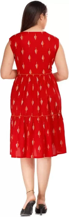 Women Floral Print Viscose Rayon A-line Kurta (Red) Gown Komal fashion 