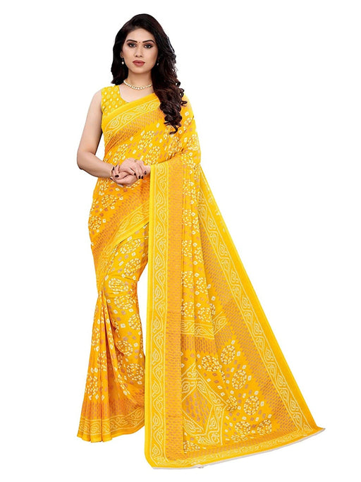 SVB Saree Yellow Colour Georgette Printed Saree Saree SVB Sarees 