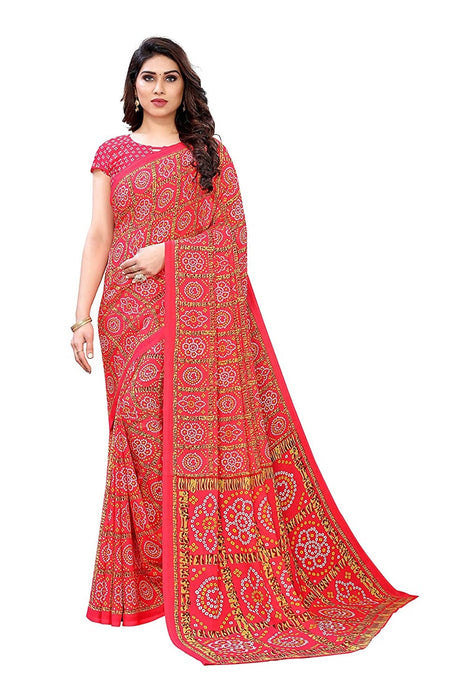 SVB Saree Pink Colour Bandhej Print Georgette Saree Saree SVB Sarees 