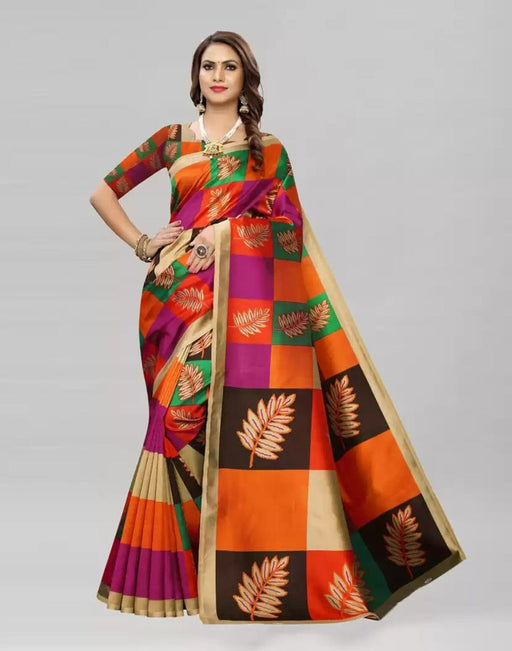 SVB Saree Multicolour Art Silk Printed Saree Saree SVB Sarees 