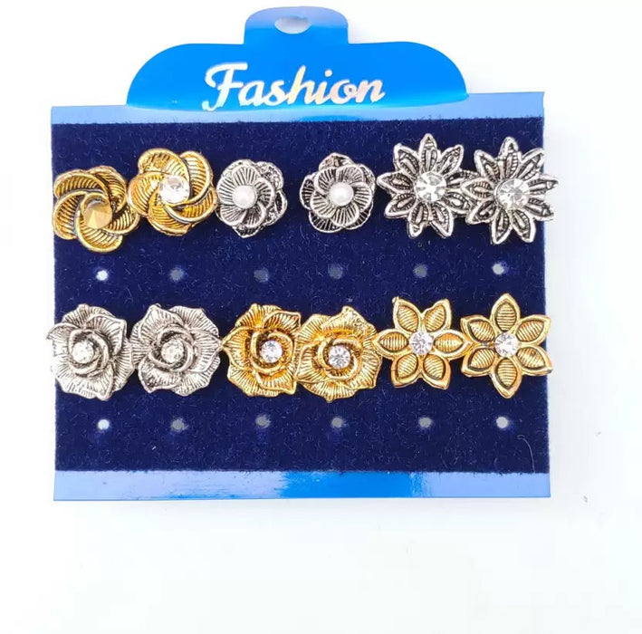 Nityakshi Women's Girl's Oxidized Silver Mirror Work Designer Stud Earring Earrings Nityakshi Creations 