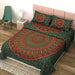 UniqChoice Green Color 100% Cotton Badmeri Printed King Size Bedsheet With 2 Pillow Cover(D-1022NGreen) MyUniqchoice 