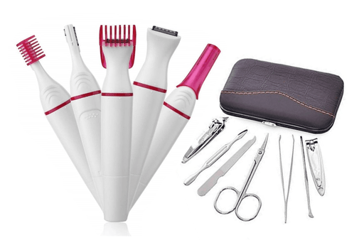 combo of 7 tools manicure pedicure kit with Sweet Sensitive Electric Trimmer for Women Combo of Manicure, Pedicure Kit and Trimmer for Women Ambika Enterprises 