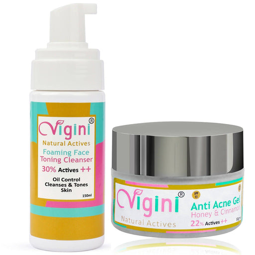 Vigini Acne Foaming Toner Cleanser Soap Free Face Wash, Gel for Blackhead Pimple Scar Remover Redness Oily Skin Face Care Global Medicare Inc 
