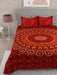 UniqChoice Red Color 100% Cotton Badmeri Printed King Size Bedsheet With 2 Pillow Cover(D-1007NRed) MyUniqchoice 