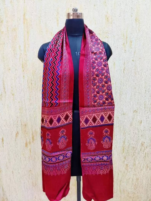 TAVAN Pure Silk Printed Women Dupatta(Maroon Color) Prijam Store 