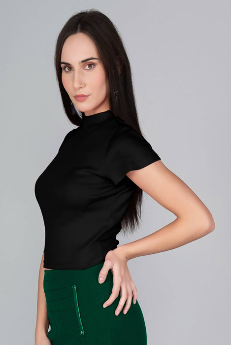 AD2CART A5050 Women's Basic Solid Turtle Neck Butterfly Sleeves Stretchable Ribbed Crop Top for Women Stylish Western crop top mohankumar1103@gmail.com 