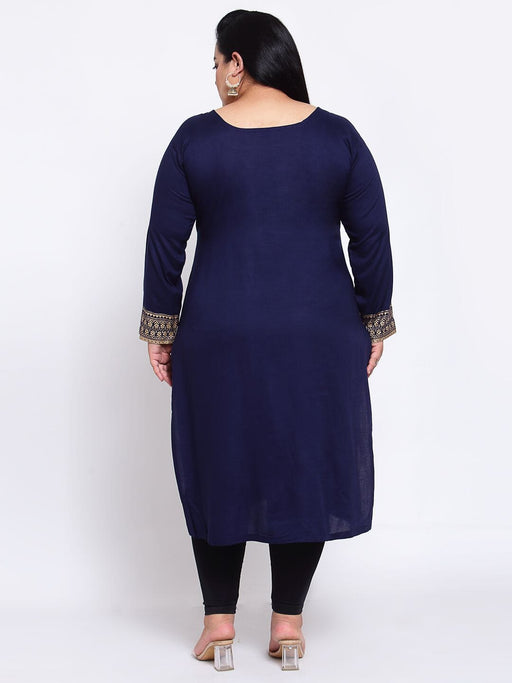 FAZZN Plus Size Rayon Blue Colour A-Line Kurti Dresses Fazzn 
