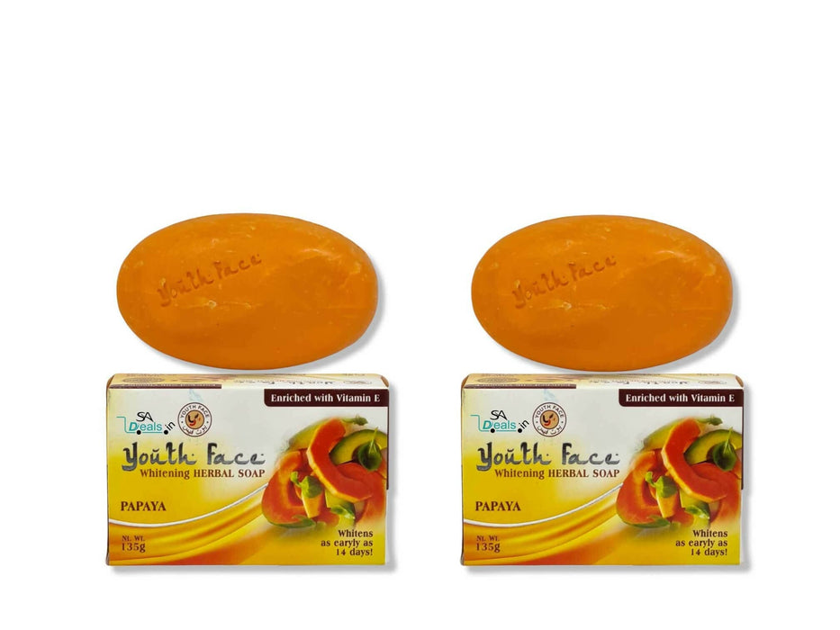 Youth Face Whitening Herbal Papaya Soap 135g Soap SA Deals 2 Pack 