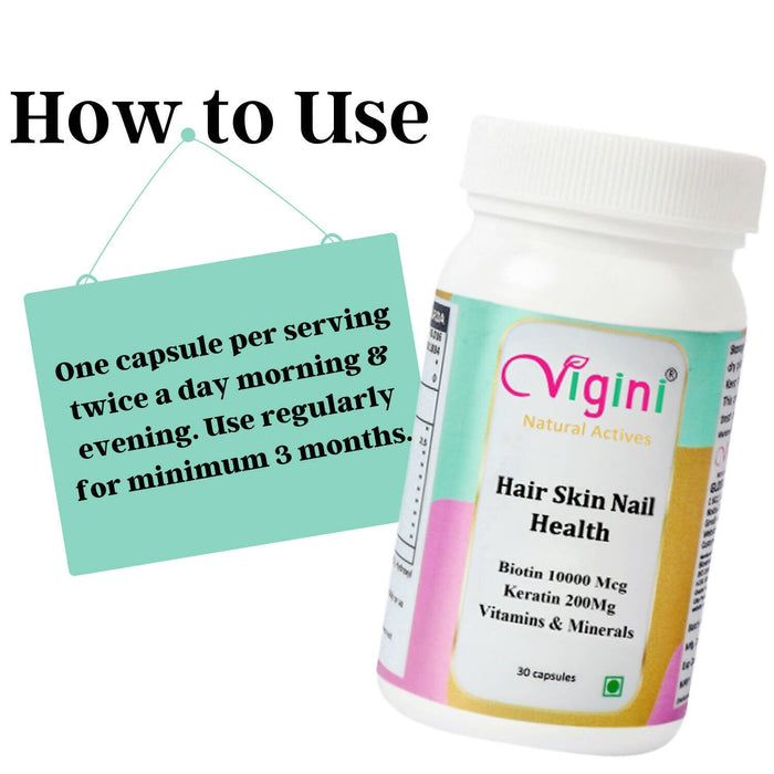 Vigini Biotin 10000mcg Keratin Hair Regrowth Growth Thinning Vitalizer Damage Repair Nails Caps health & Wellness Global Medicare Inc 