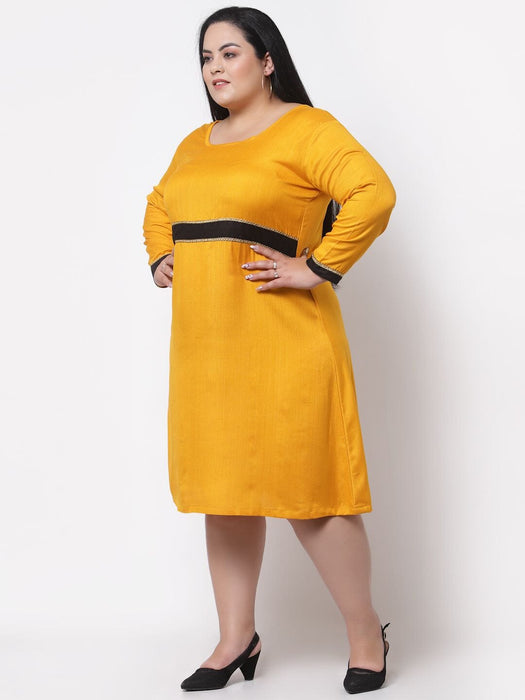 FAZZN Plus Size Yellow Colour Full Sleeves Dress Dresses Haul Chic 